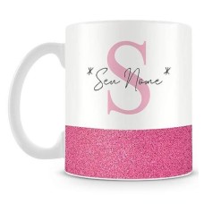 Caneca de Cerâmica personalizada com tarja de Glitter